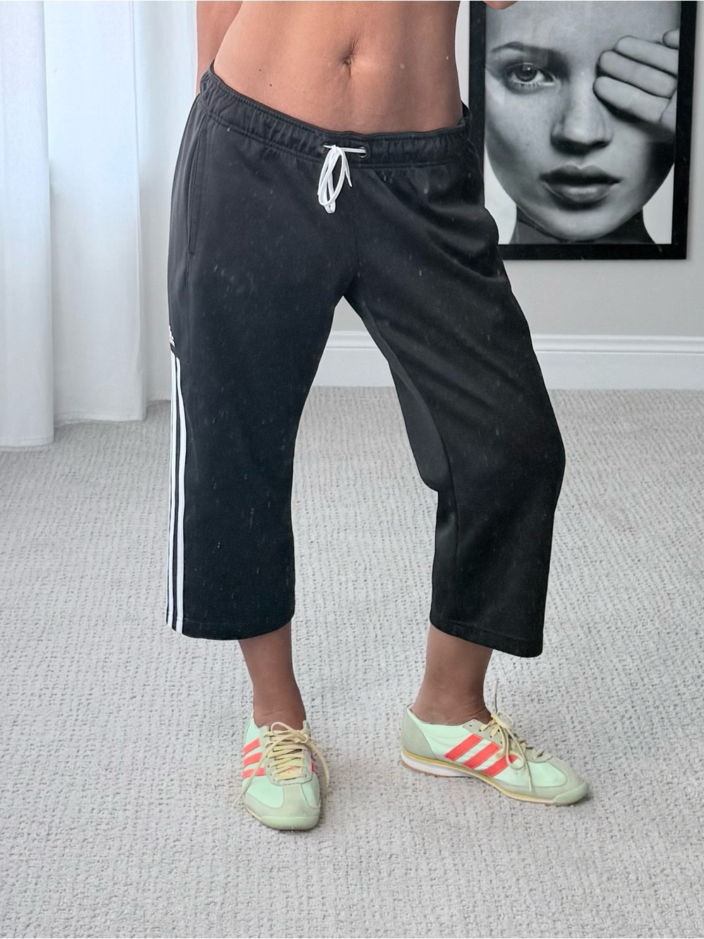 adidas Black capri y2k Activewear track 3/4 pants